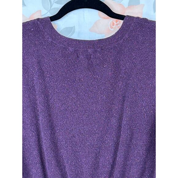 Express Mini Dress Womens Small Purple Sparkling Knit Short Sleeve Round Neck - Picture 6 of 10